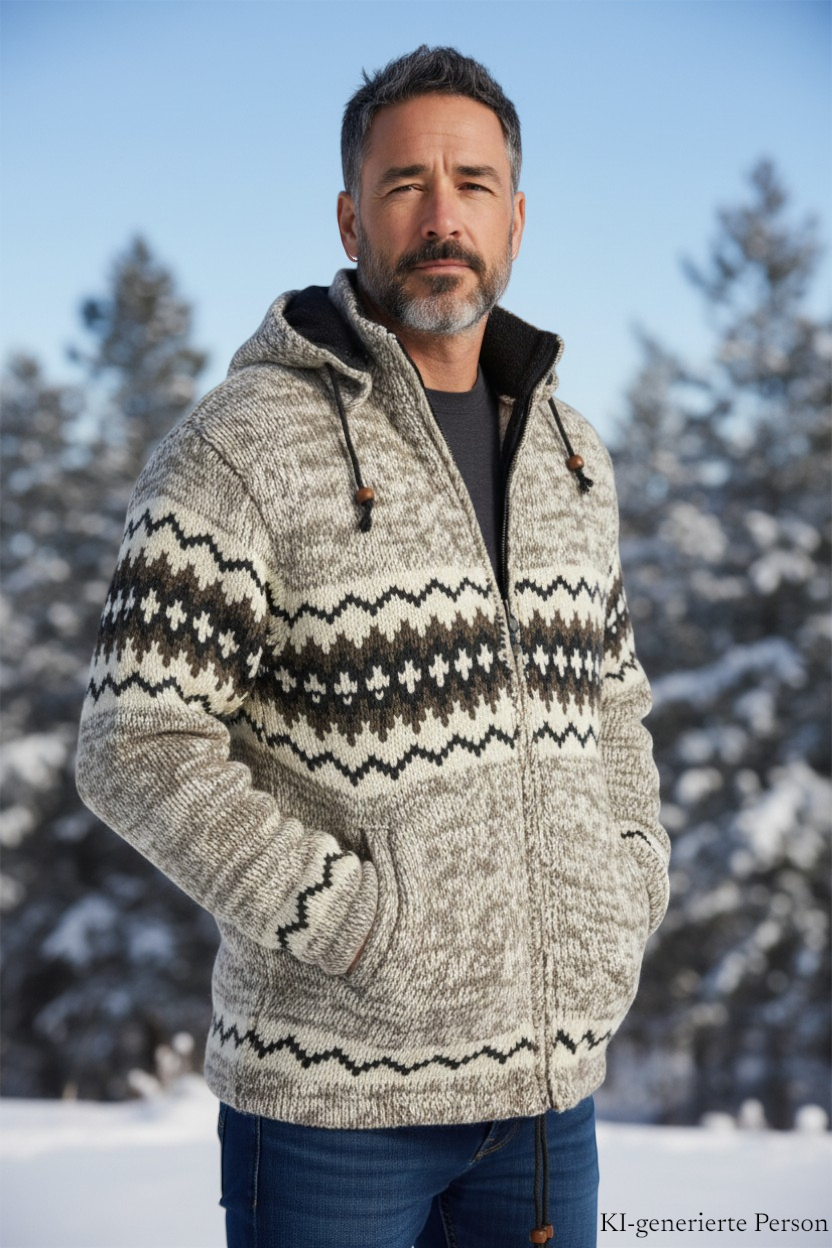 THC Schafwoll Strickjacke 608 KI-Generiert Model 2