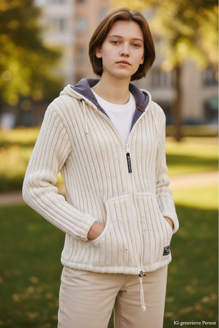 THC Schafwoll Strickjacke 713 KI-Generiert Model 1