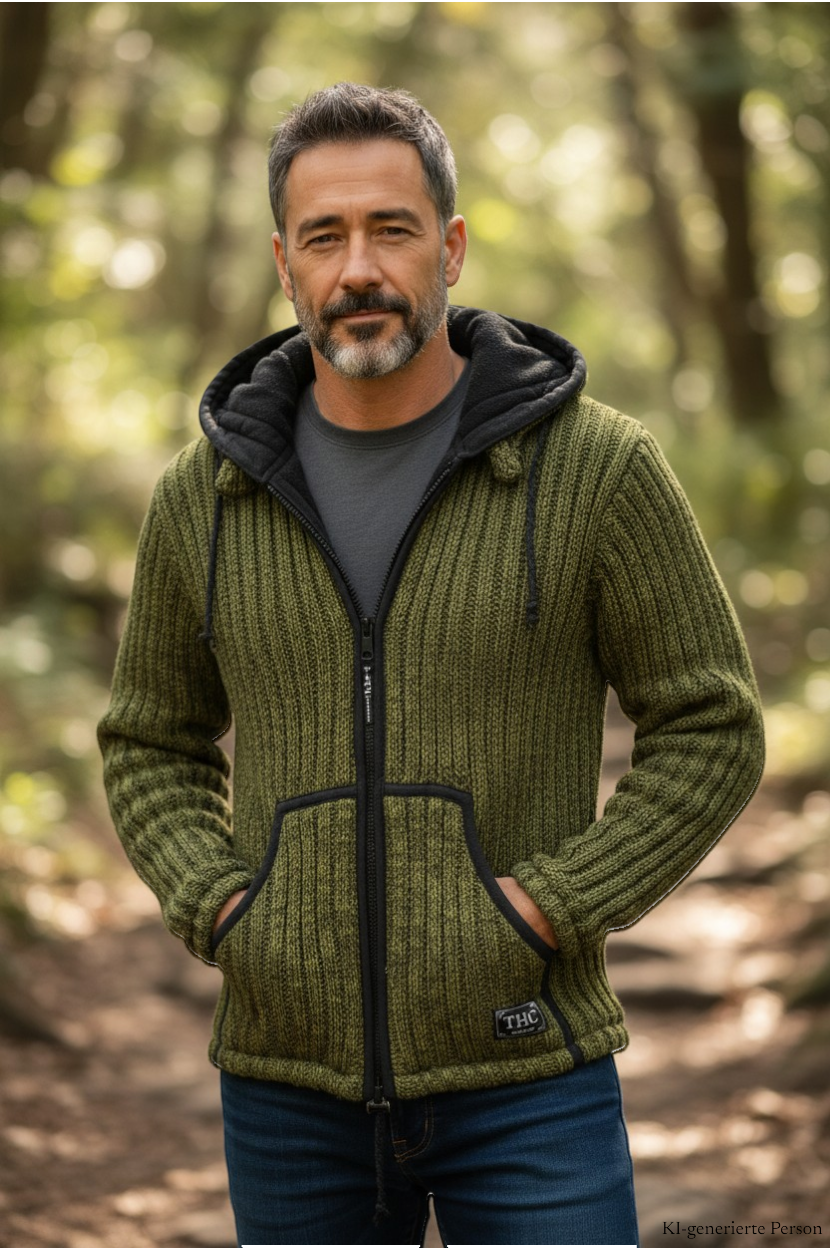 THC Schafwoll Strickjacke 720 KI-Generiert Model 1