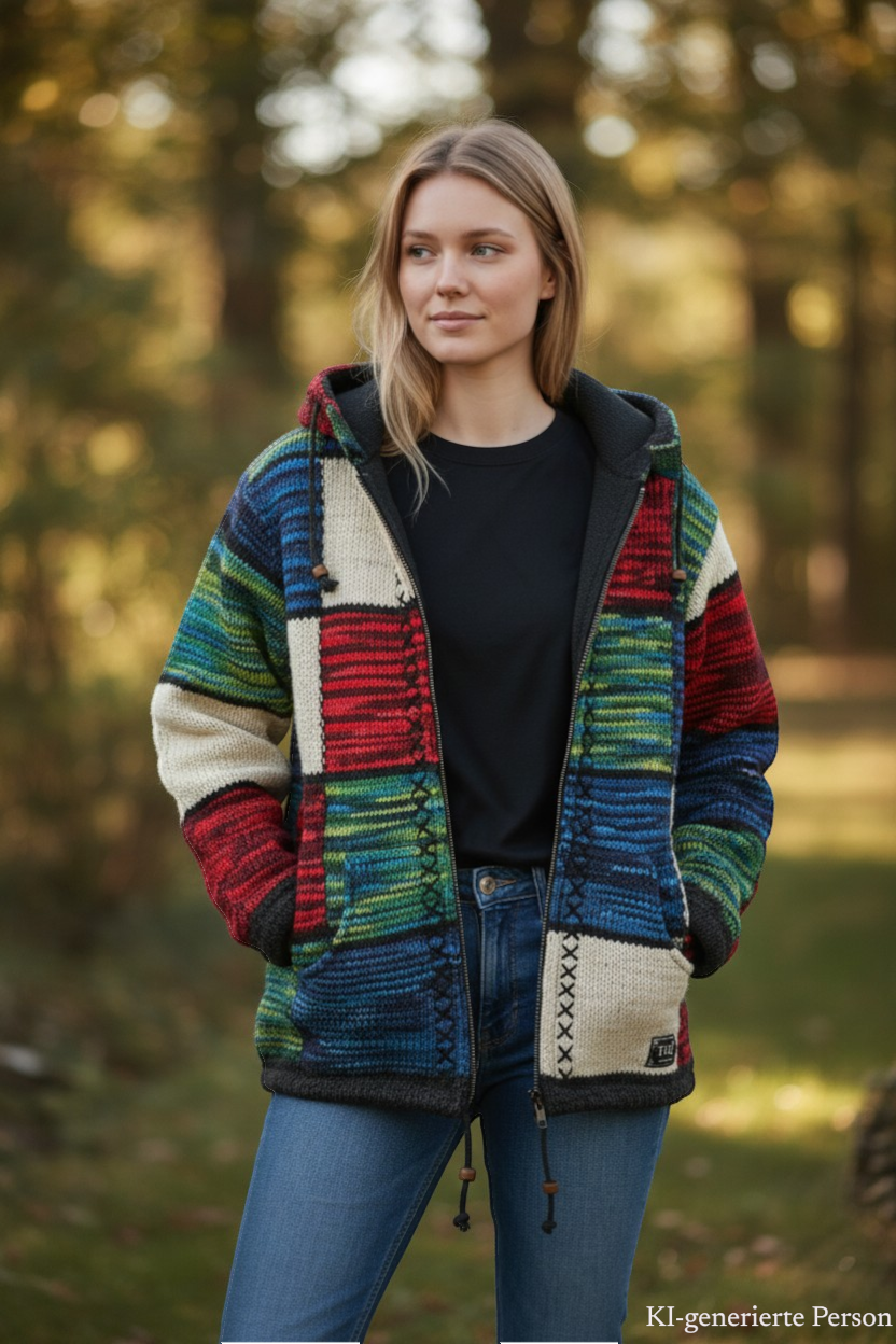 THC Schafwoll Strickjacke 803 KI-Generiert Model 1