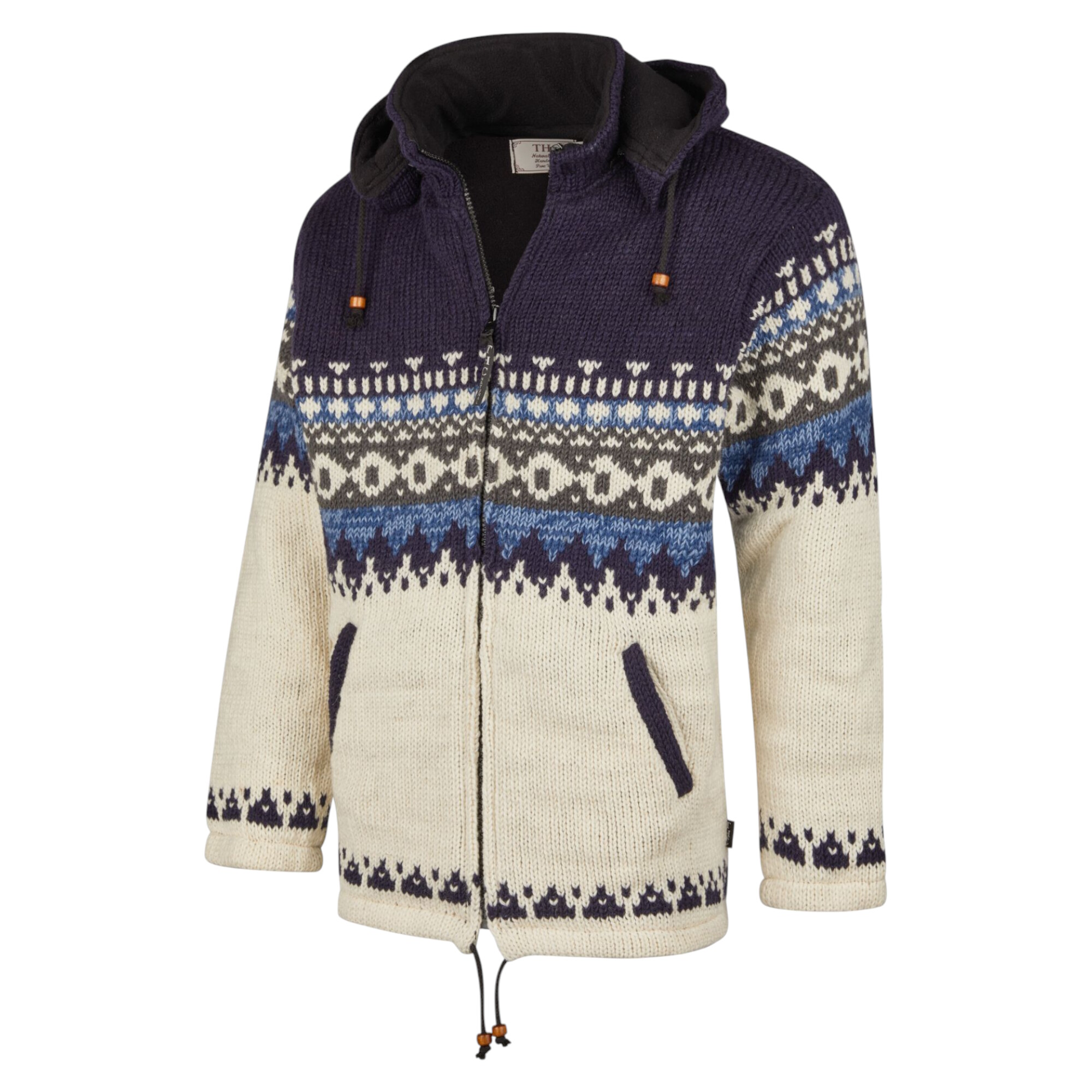 THC Schafwollstrickjacke blau gemustert 816