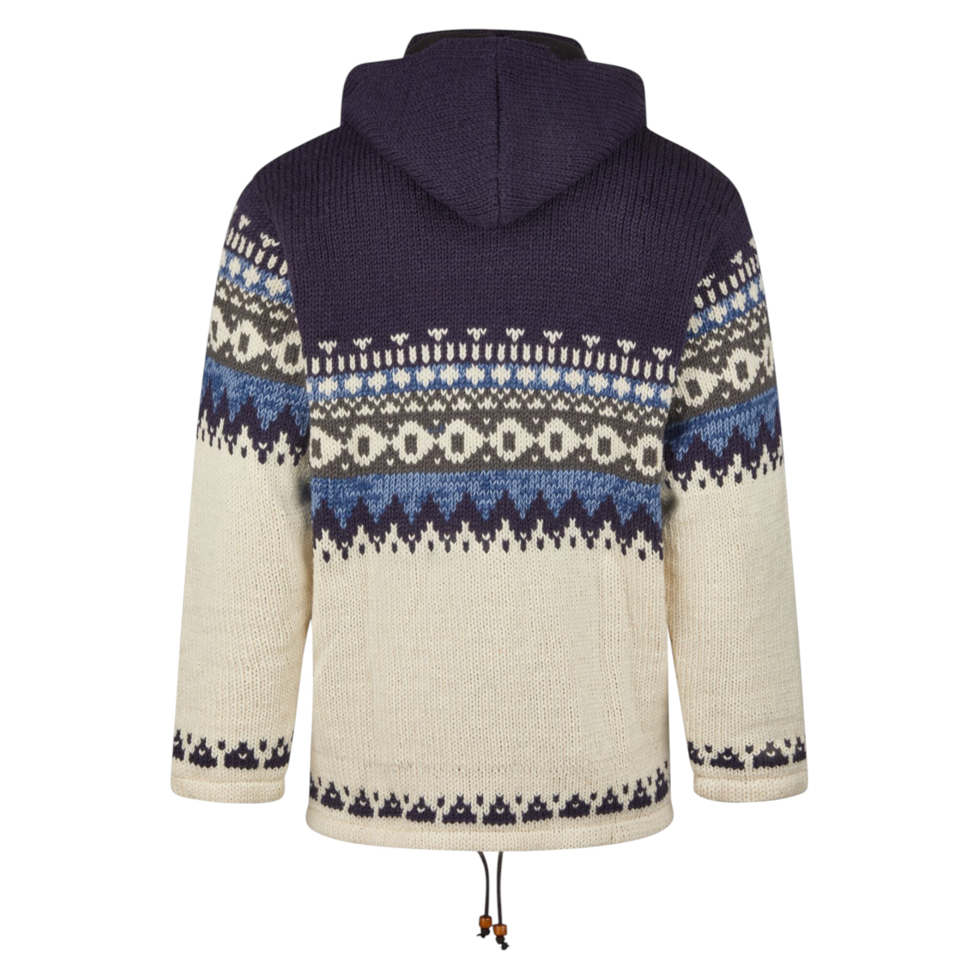 THC Schafwollstrickjacke blau gemustert 816 hinten