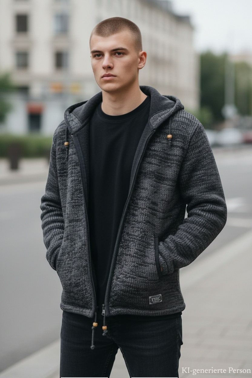 THC Schafwoll Strickjacke 851 KI-Generiert Model 1