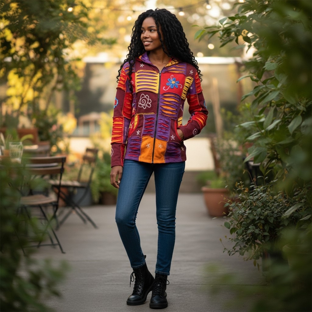 Baumwoll Patch Jacke Orange – Bild 5
