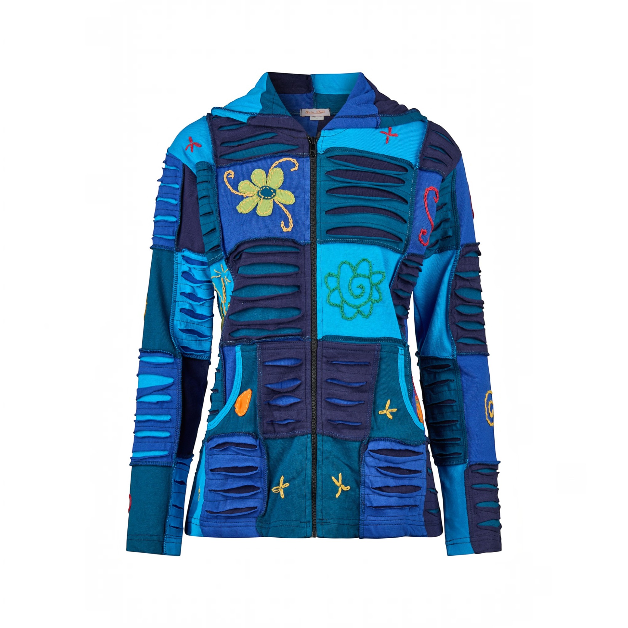 Baumwoll Patch Jacke Blau