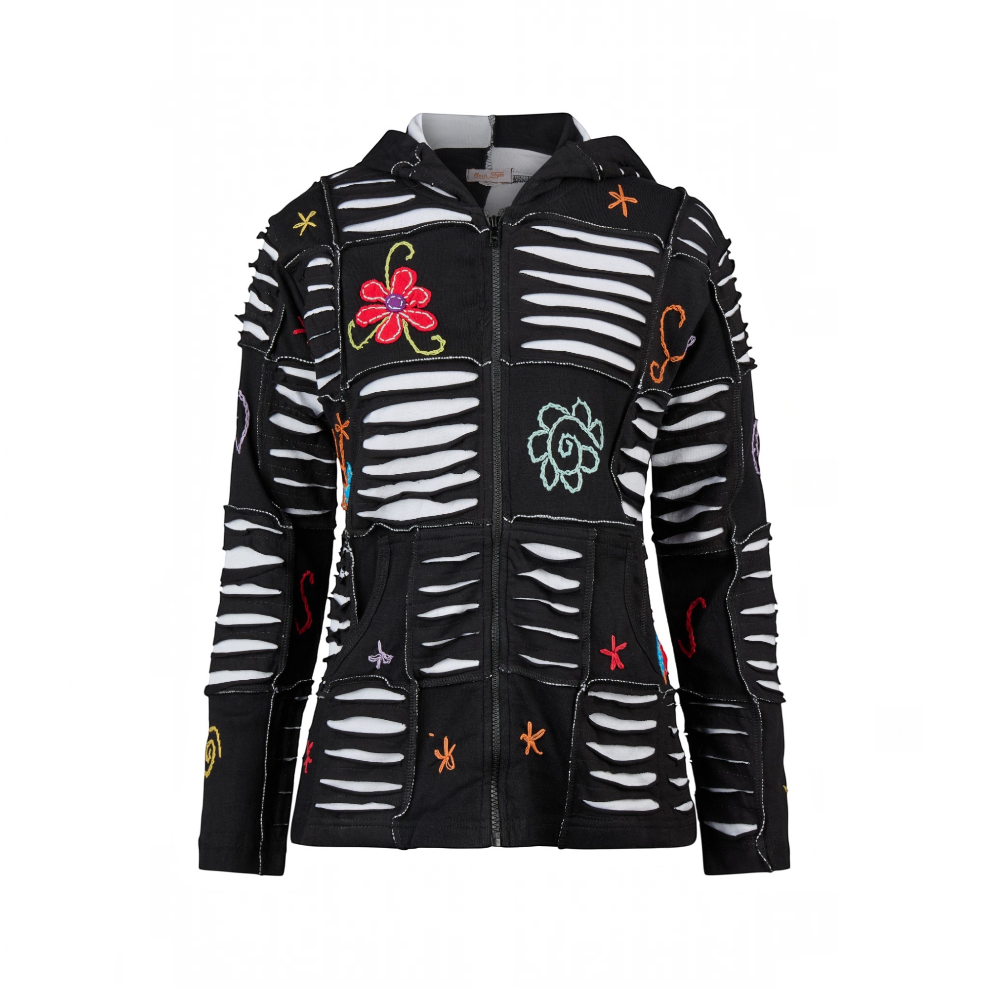 Baumwoll Patch Jacke Schwarz Weiß