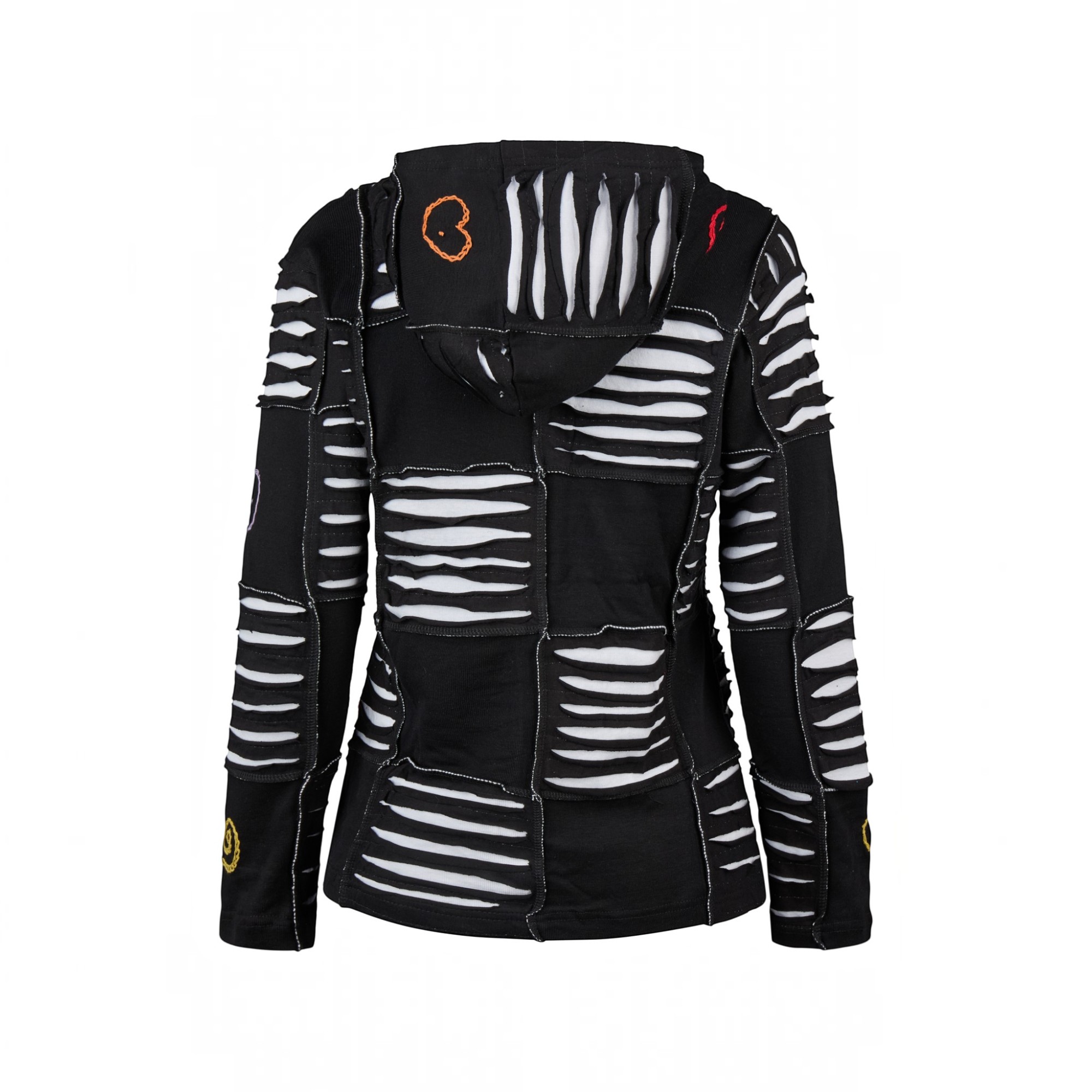 Baumwoll Patch Jacke Schwarz Weiß – Bild 3