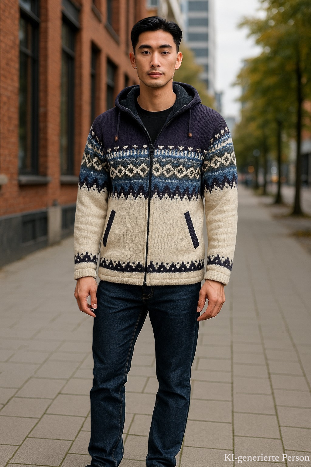 THC Schafwoll Strickjacke 816 KI-Generiert Model 1