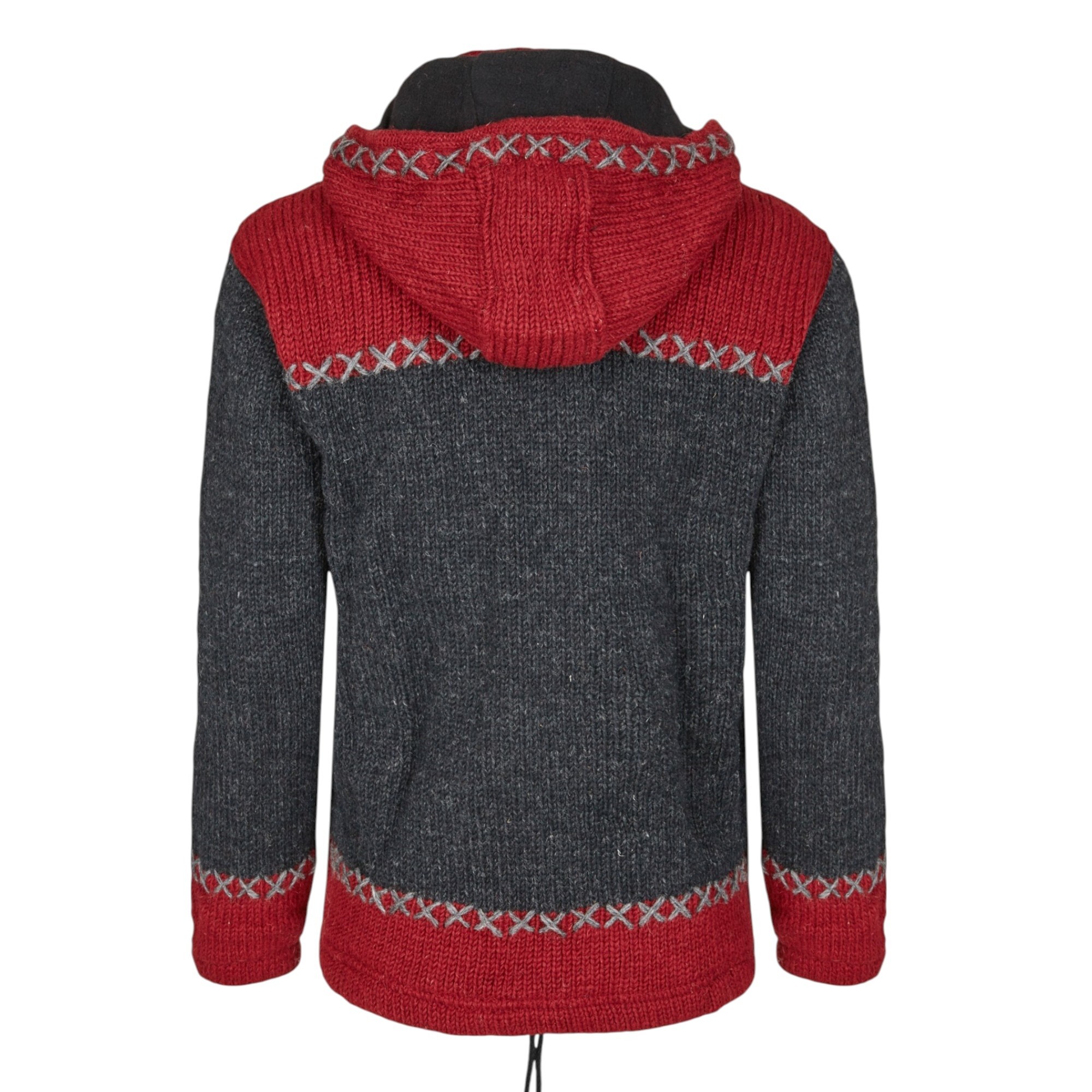 THC Schafwollstrickjacke anthrazit rot 512 hinten