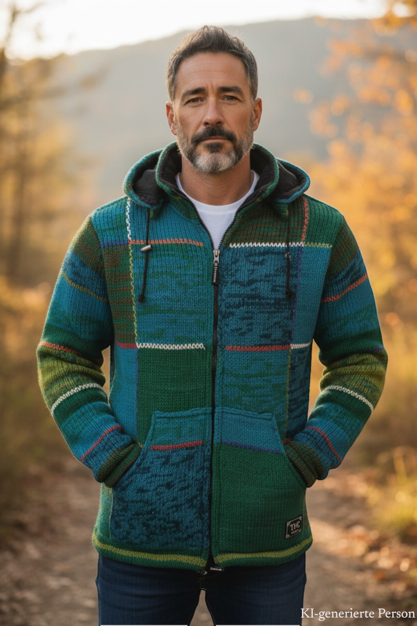 THC Schafwoll Strickjacke 826 KI-Generiert Model 1