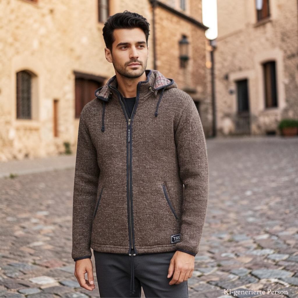 THC Schafwoll Strickjacke 836 KI-Generiert Model 1