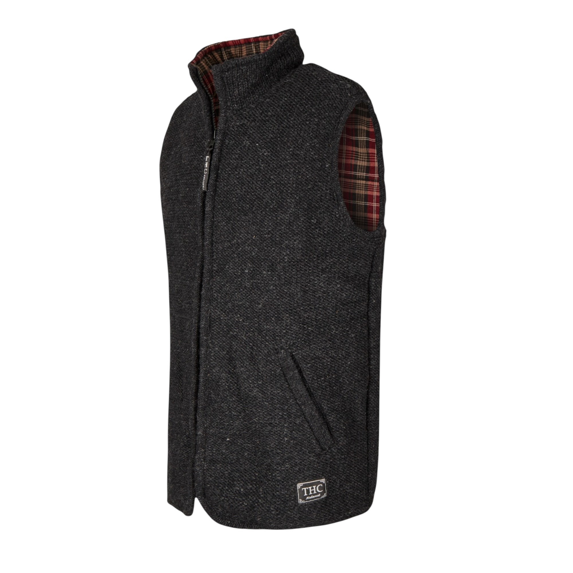 THC Schafwoll Strickweste 309 anthrazit seitlich