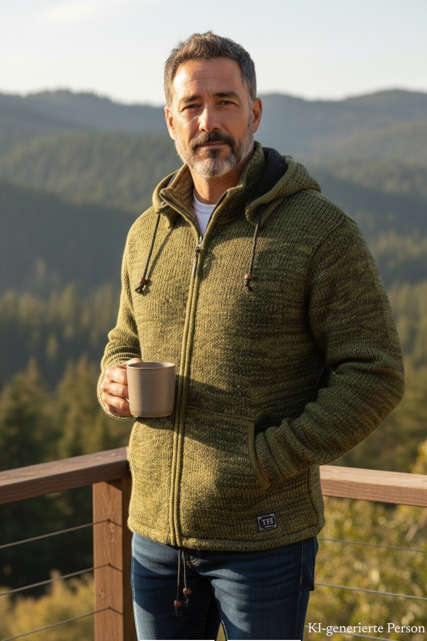 THC Schafwoll Strickjacke 627 KI-Generiert Model 2