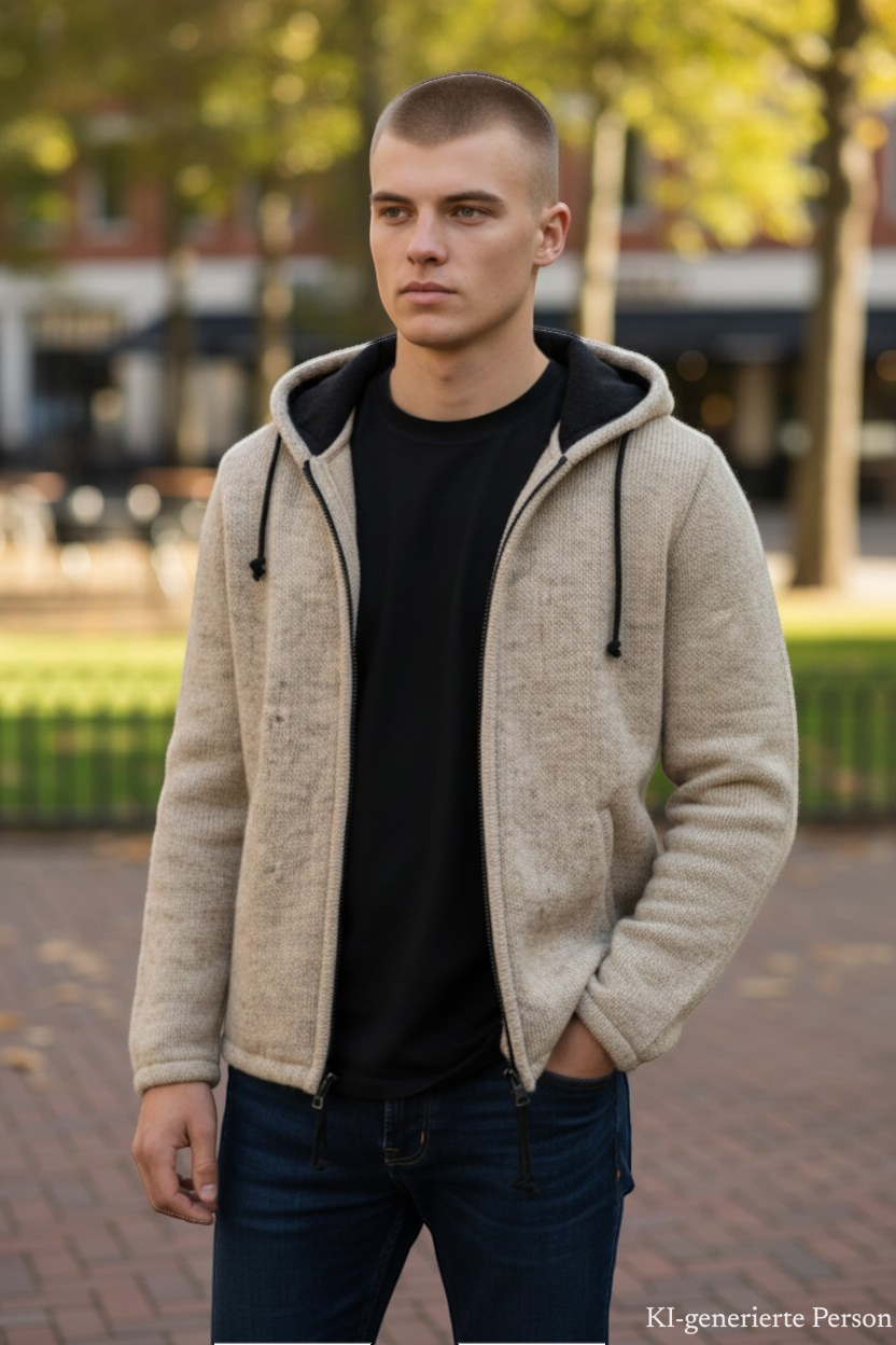 THC Schafwoll Strickjacke 853 KI-Generiert Model 1