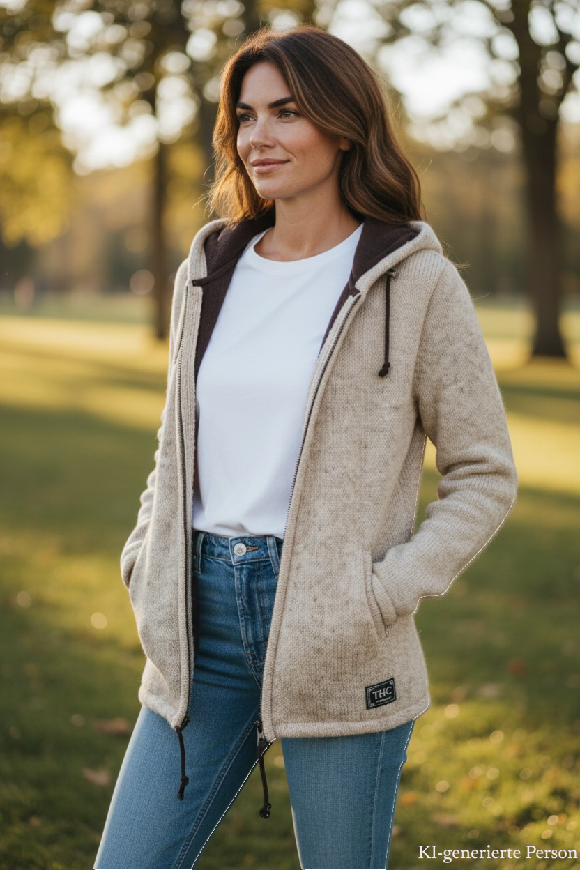 THC Schafwoll Strickjacke 853 KI-Generiert Model 2